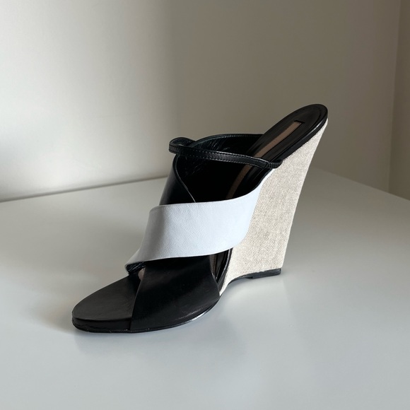 RARE Narciso Rodriguez Crossover Leather Slide Wedges - Picture 9 of 16